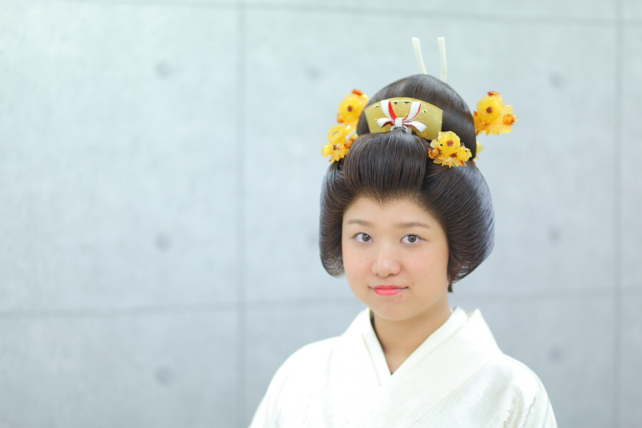 花嫁かつらの髪型である文金高島田の体験会にお越しくださいました 